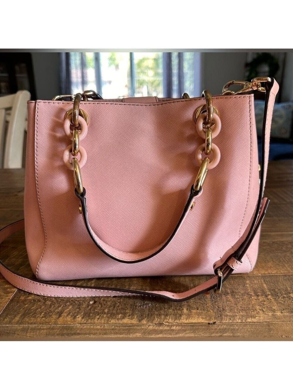Michael Kors Cynthia Ballet Pink Leather Crossbody Bag